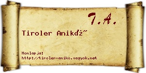 Tiroler Anikó névjegykártya